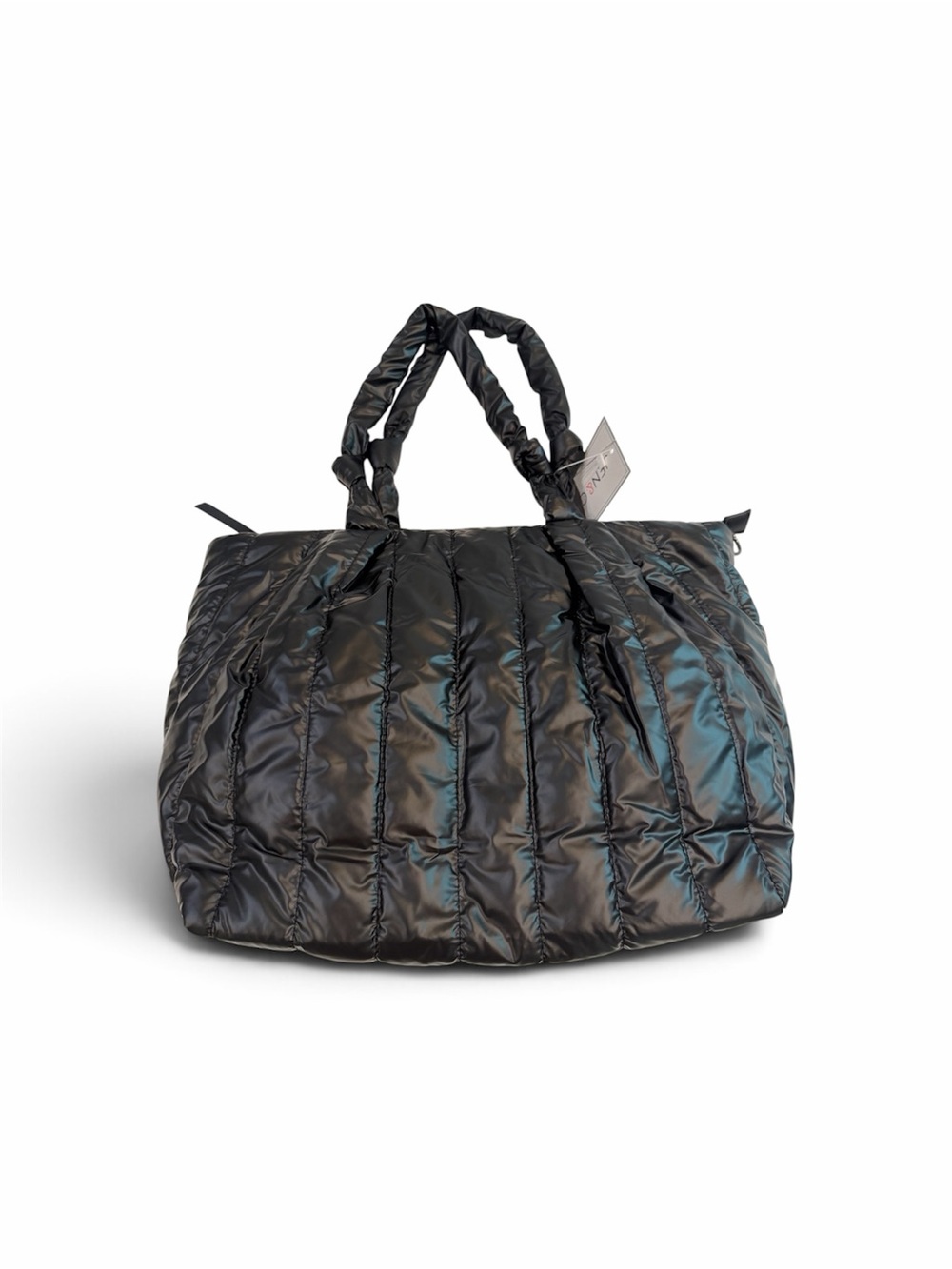 Black quilted/puffer/puffy tote bag